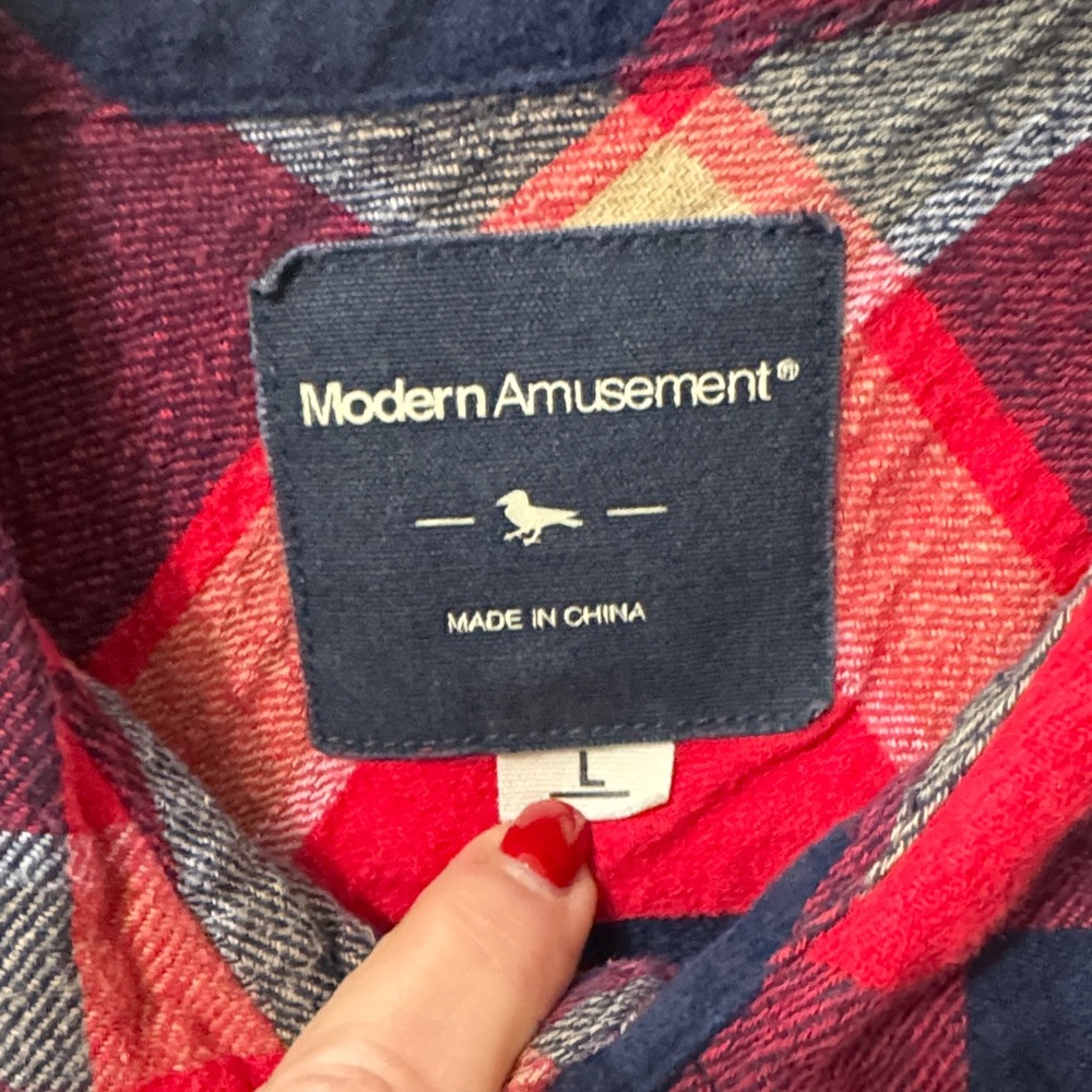 Cozy Red and Navy Plaid Flannel Shirt - Picture 2 of 4